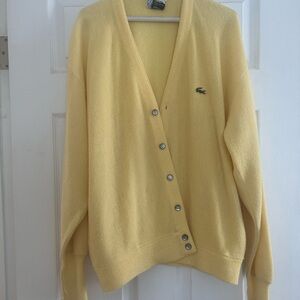 Vintage oversized women’s Lacoste cardigan in light yellow